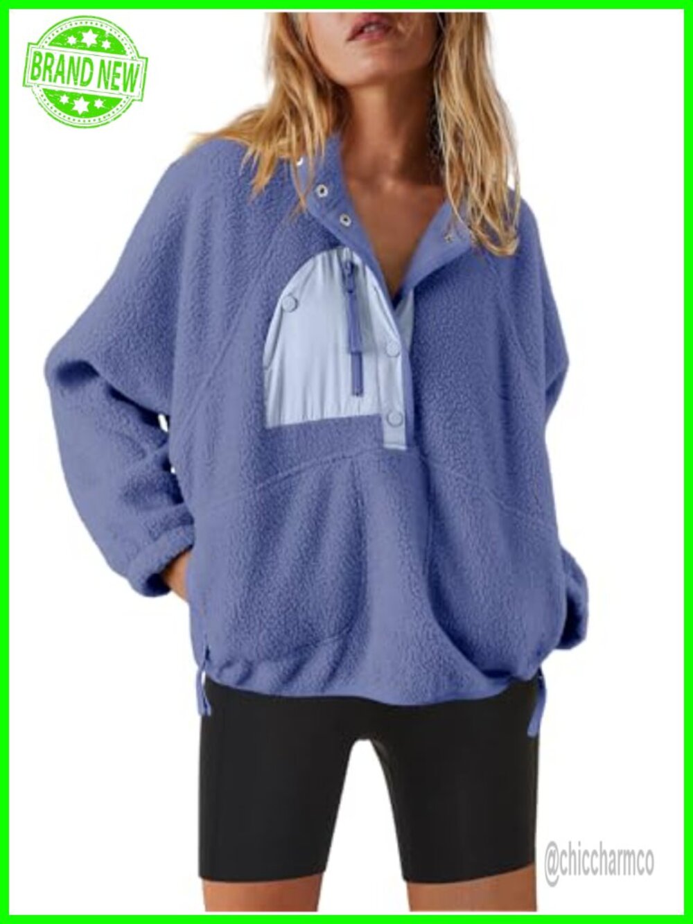 Fleece Pullover Quarter Zip Sherpa Sweatshirt Fuzzy Warm Winter Jacket
